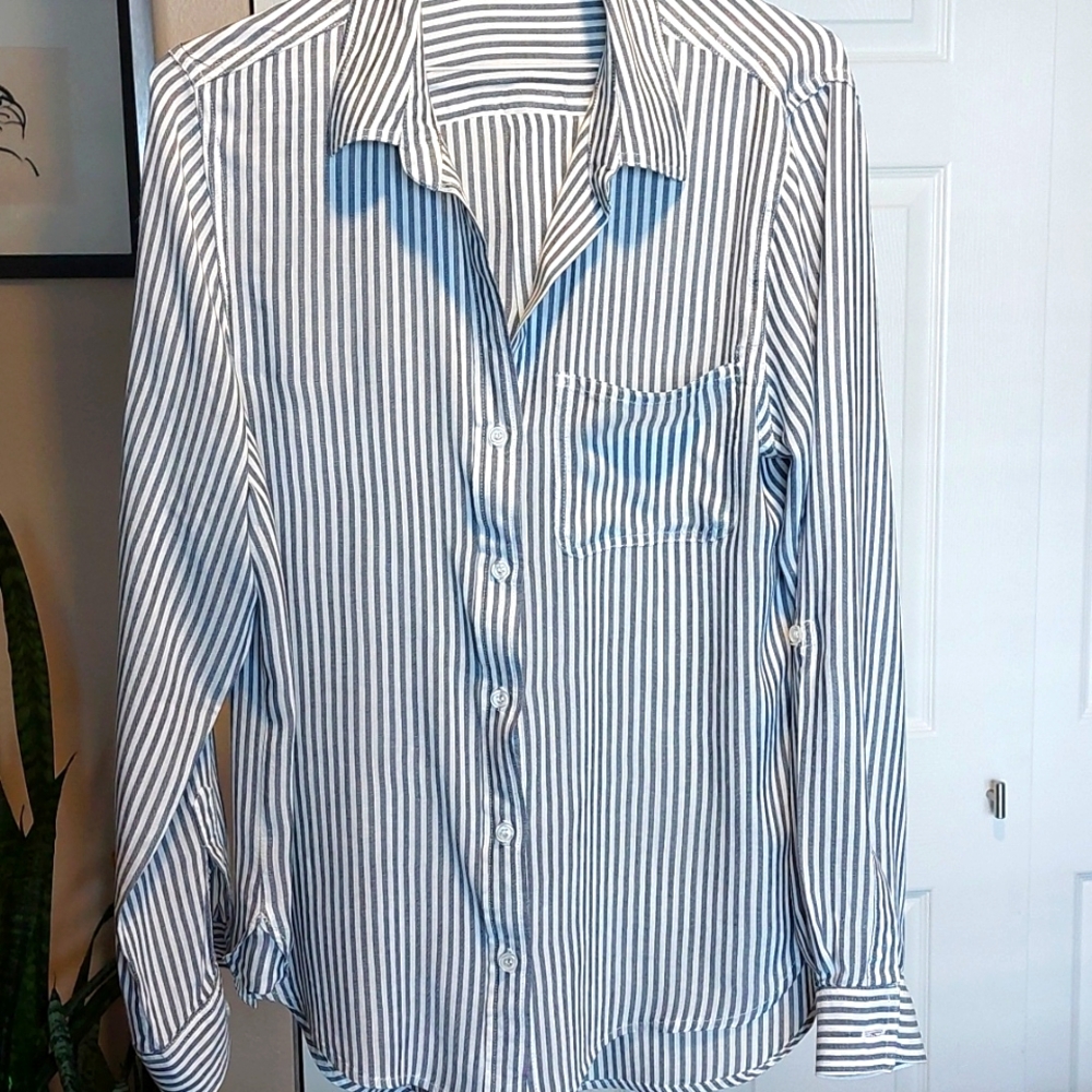 Velvet Heart Blue and White Striped Shirt